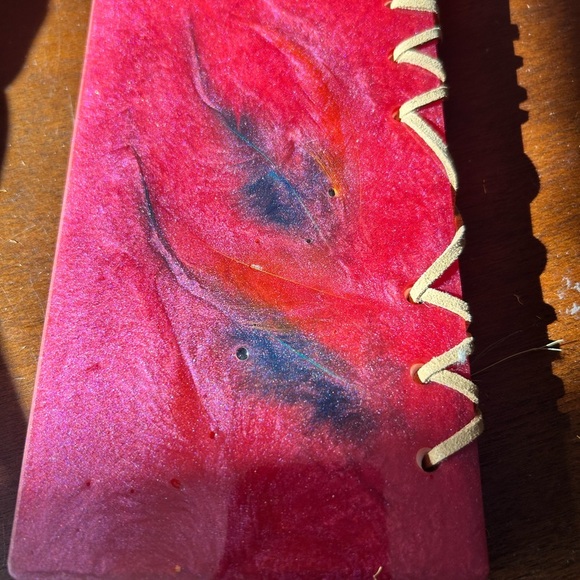 New red resin book of shadows- embedded feathers-add the ink set - Picture 13 of 13